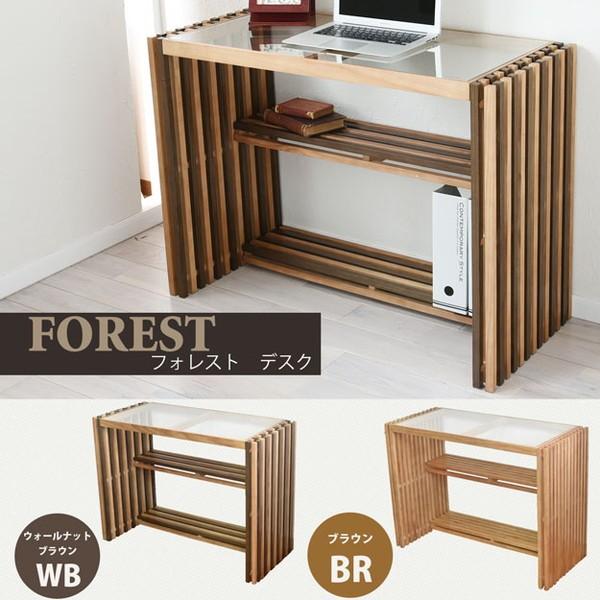 デスク　書斎　カウンターテーブル　机　テーブル　おしゃれ　天然木　勉強机　家具 FOREST 木製 デスク 天然木 北欧 パソコンデスク ガラス 勉強机 PC