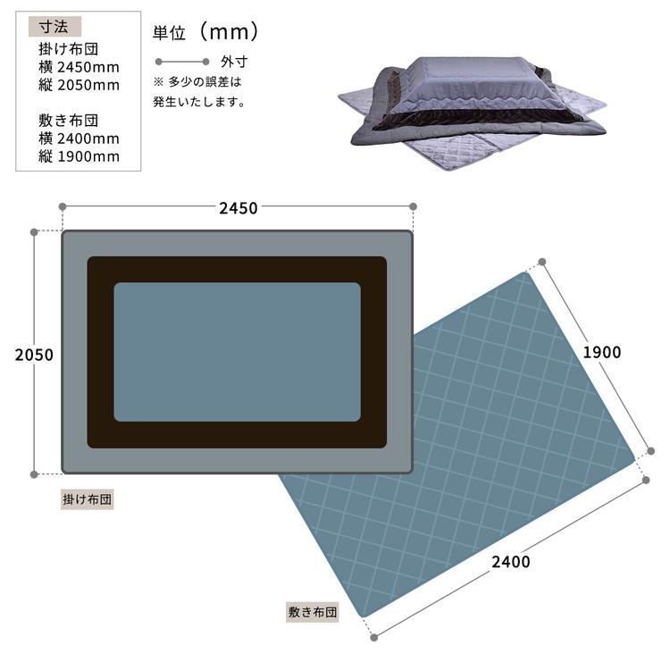 コタツ掛敷布団セット 幅105~120用 グレー UKL-544 コタツ コタツ布団 敷き布団 掛け布団 コタツテーブル コタツチェア ダイニングコタツ 代引不可｜rcmdse｜02