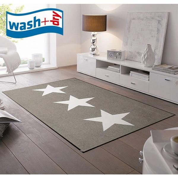 玄関マット wash+dry C021B Stars sand 75×120cm 柄物 おしゃれ 滑り止めラバーつき 代引不可
