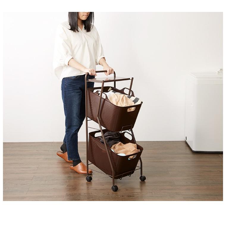 在庫有 ランドリーワゴン おしゃれ ランドリーラック ランドリーバスケット Frames Sons Kline 2段 Ad13 安い Carlavista Com