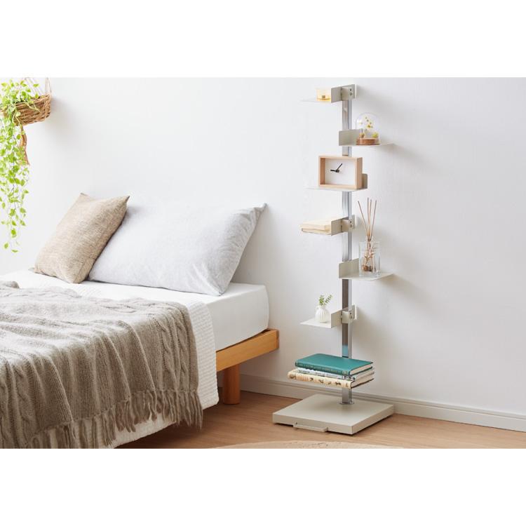 日本製 ブックタワー 8段 アイボリー おしゃれ 隠しキャスター付き 棚