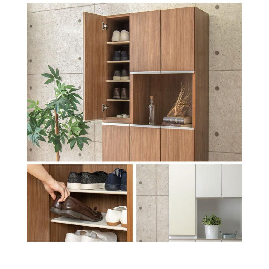 ミラー付きシューズボックス 茶 ※幅75×奥行35×高さ180cm ※中古Bランク品