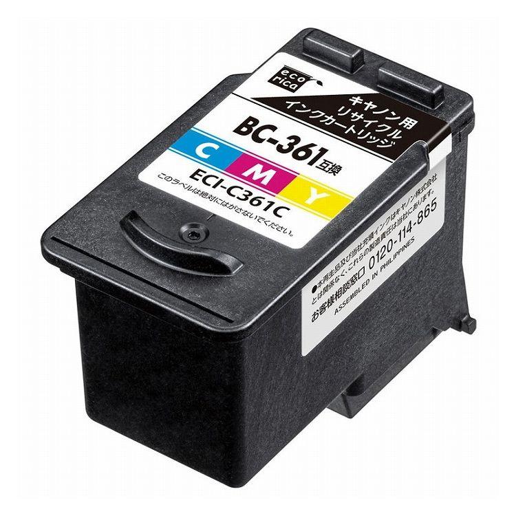 エコリカ CANON キヤノン BC-361 対応 リサイクル インク カートリッジ 3色パック 残量表示機能付 シアン マゼンタ イエロー 染料 3色一体型 代引不可 | ブランド登録なし