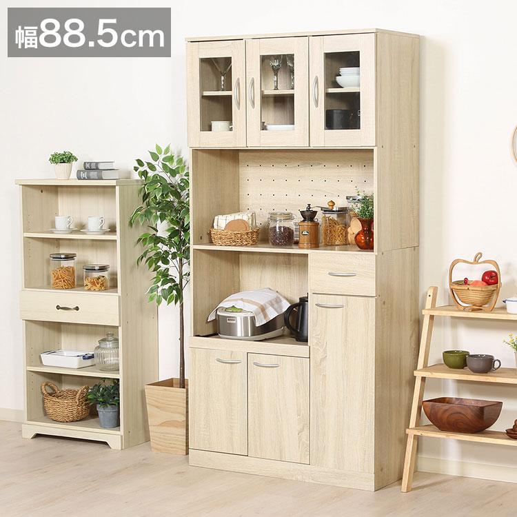 ナチュラルウッド調 キッチン収納 食器棚　レンジボート 美品！ナチュラル レンジボード 食器棚 カップボード おしゃれ LOWYA