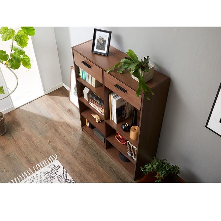 引き出し付き本棚 幅90 奥行29 高さ112 木製 ブックシェルフ