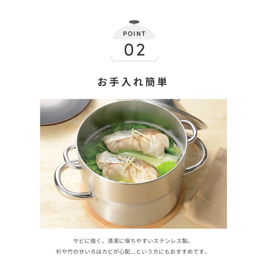 日本製 燕三条 お手入れ簡単 ステンレス3段蒸し器 18cm ガス火・IH対応