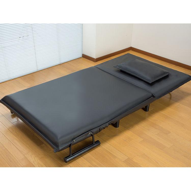 3WAYソファベッド 幅103cm 折りたたみ PVC生地 ソファーベッド