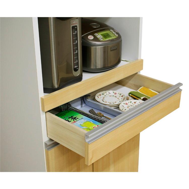 ブランド登録なし - 射程台 幅60 打ち上げる品 国産 大川調度品 12キログラム米びつ付き添い人 食器棚 扉納める 横すべりカウンタ フレンチカントリー調 2口差し込み 抽き出し 代引不可