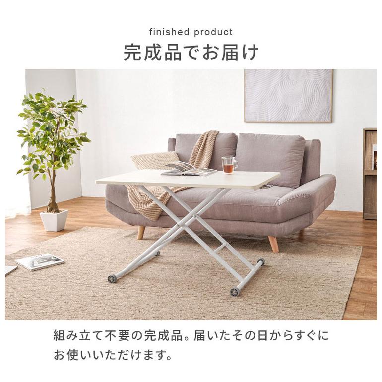 テーブル 昇降式 ガス圧昇降式テーブル 100×55cm 完成品 無段階 ガス圧