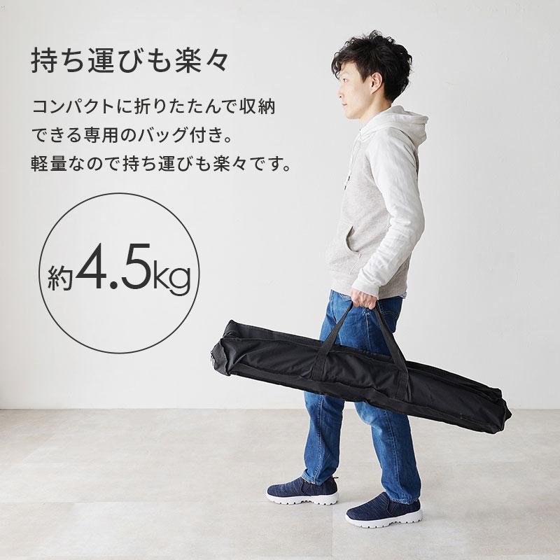 アウトドアテーブル 無段階調節 高さ45~65cm 収納バッグ付き木目模様 ロールトップ天板 コンパクト収納 工具不要 簡単組立 屋外 屋内 ブラック 代引不可_11