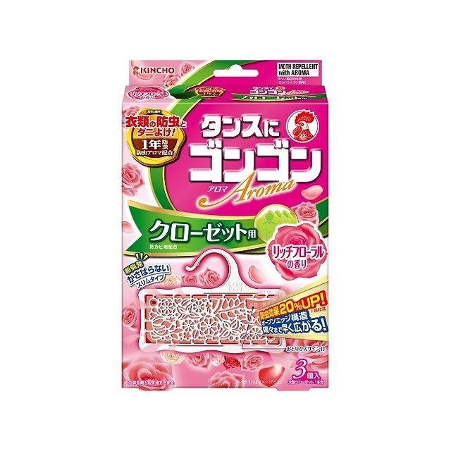 大日本除虫菊 ゴンゴンアロマ クローゼット用N 3個入 リッチフローラルの香り 代引不可｜rcmdse