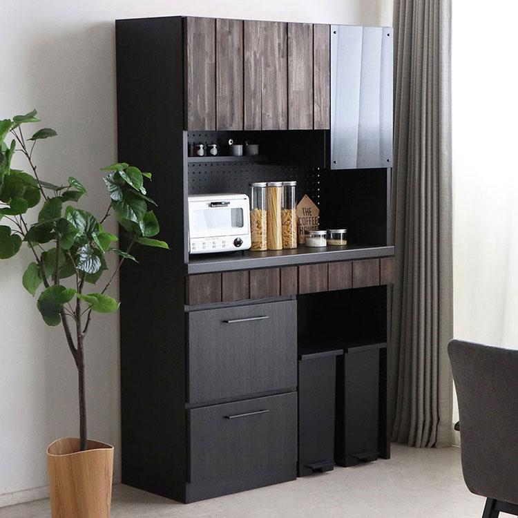 日本製 キッチンボード アカシア無垢材 幅104 高さ180 ガラス扉