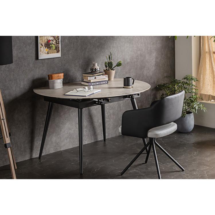 丸テーブル 変形可能 幅120 72 cm セラミックテーブル 壁づけ