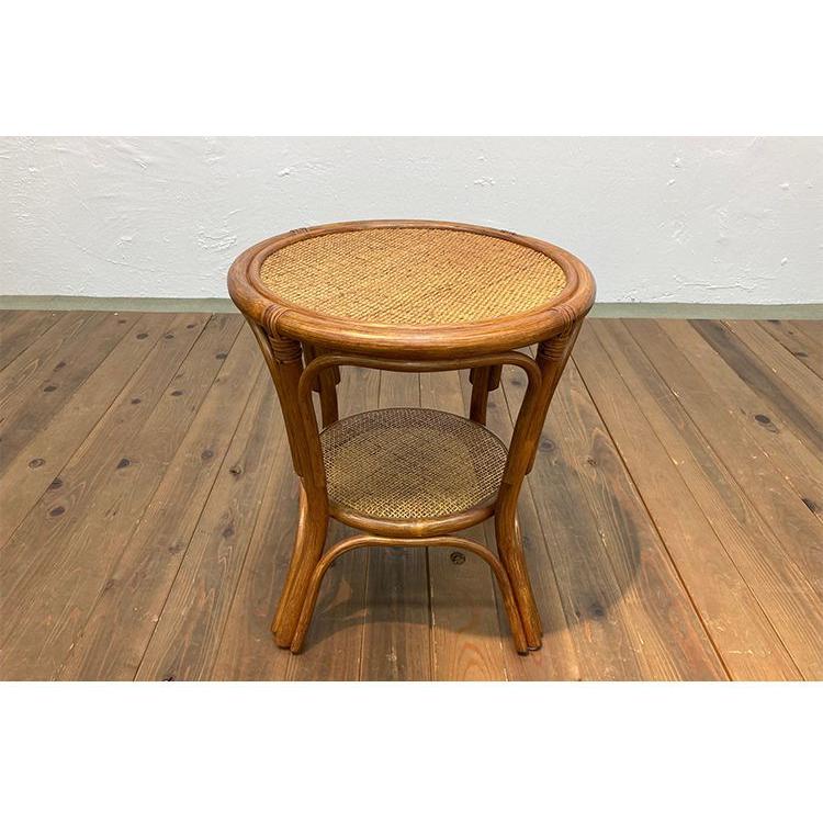 光製作所 ラタン 手編み テーブル 幅43 奥行き43 ローテーブル