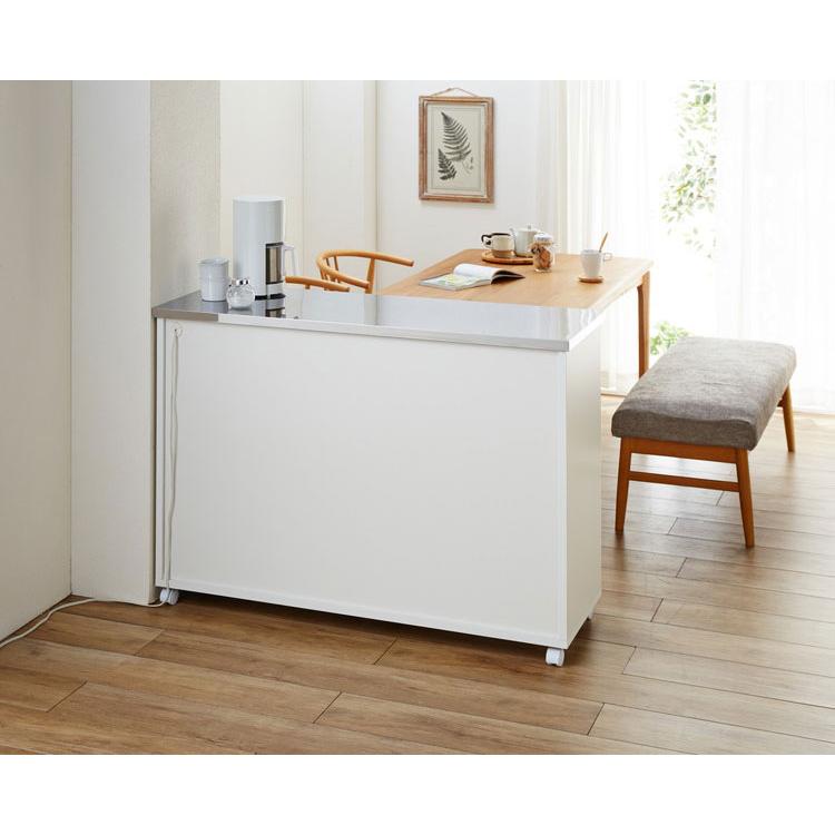 キッチンカウンター 間仕切り ステンレス天板 幅120 完成品 国産 背面