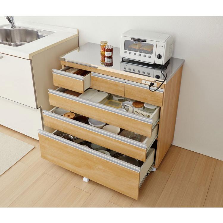 キッチンカウンター 間仕切り ステンレス天板 幅90 完成品 国産 背面