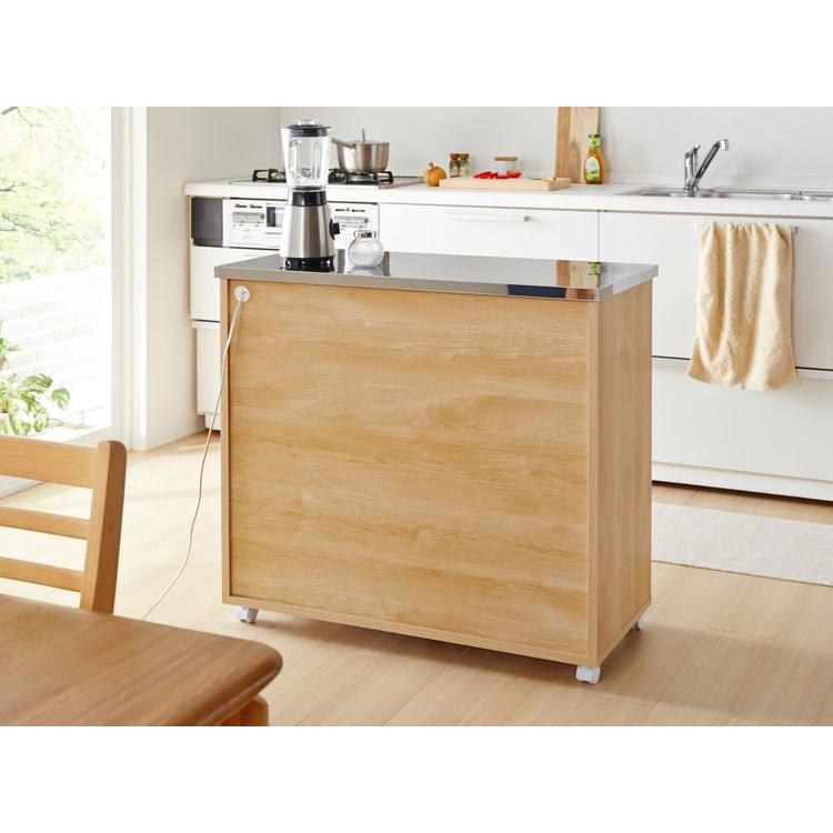 キッチンカウンター 間仕切り ステンレス天板 幅90 完成品 国産 背面