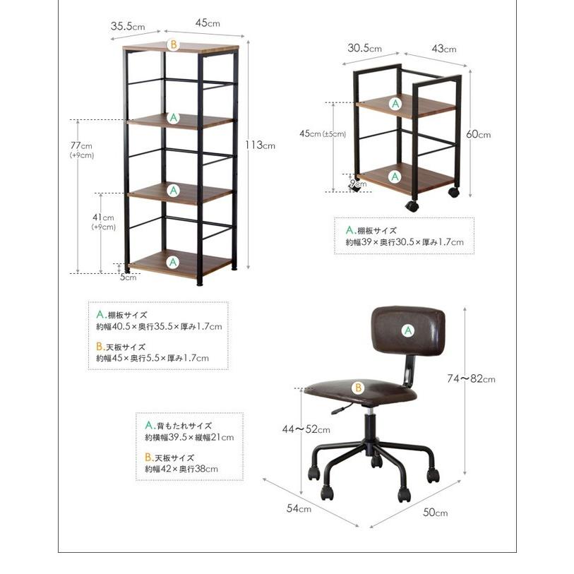 デスクサイドラック linz iw-20 収納家具 ラック シェルフ 4段 棚 本棚