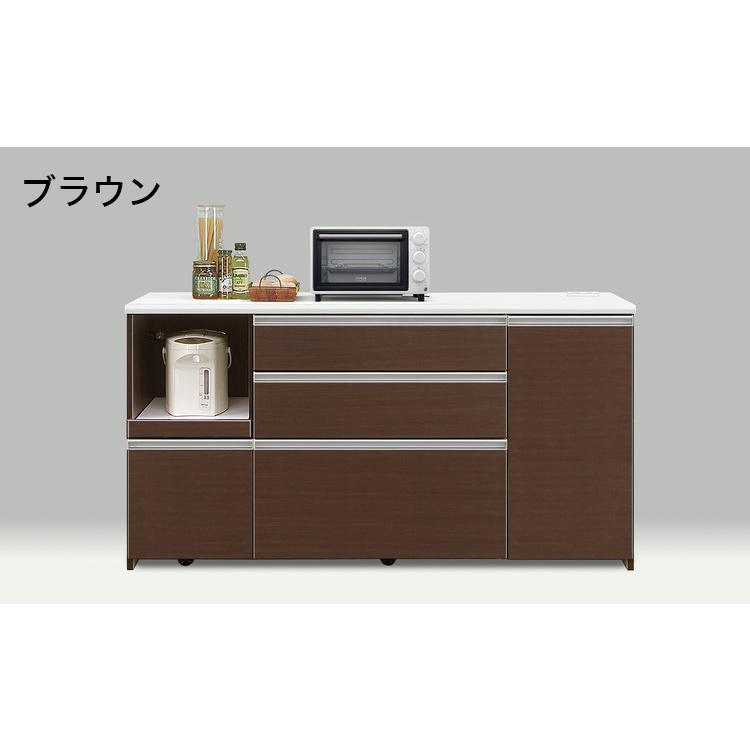 新春セール キッチンカウンター 食器棚 幅160cm 高さ85cm 完成品 レンジ台 収納 ハイカウンター キッチン収納 おしゃれ 鏡面 白 ホワイト レンジ台 代引不可 【JS6651977201】(23966円)