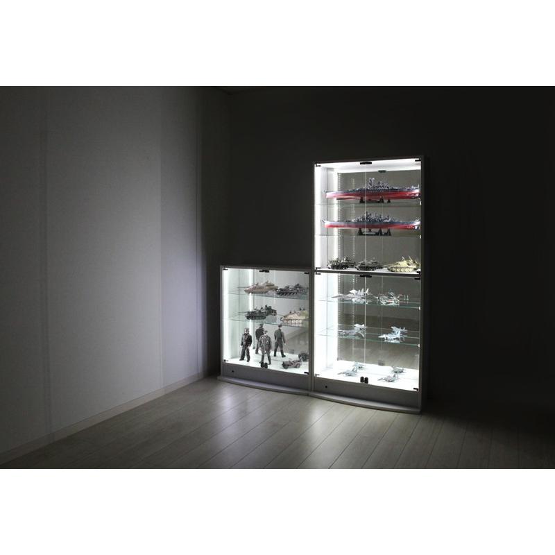 コレクションラック ディスプレイ ケース ハイタイプ ワイド 引き戸 スライドドア 【LED】  奥行29cm ハイタイプ 代引不可の画像