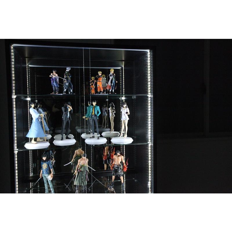 コレクションラック ディスプレイ ケース ハイタイプ ワイド 引き戸 スライドドア 【LED】  奥行29cm ハイタイプ 代引不可の画像