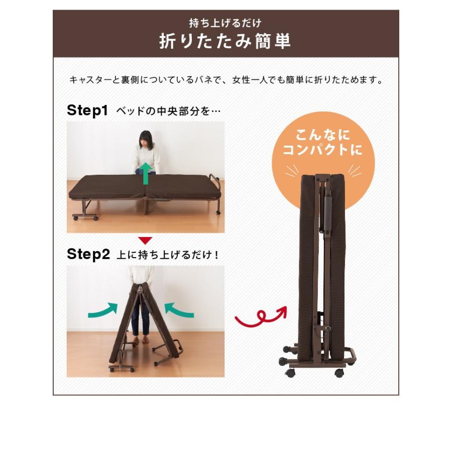 高反発ウレタン入り 折りたたみベッド シングル 幅94cm ベッド