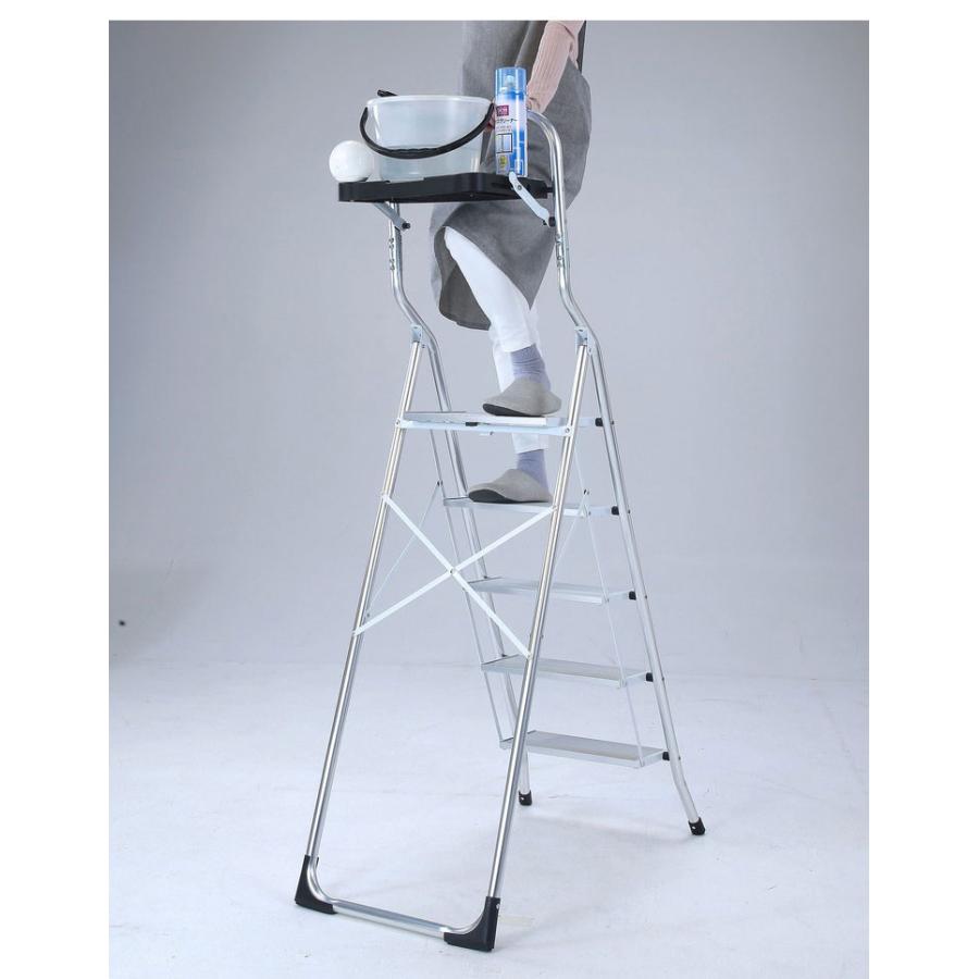 アルミ製トレー付き脚立 5段 踏み台 脚立 折りたたみ ステップ台