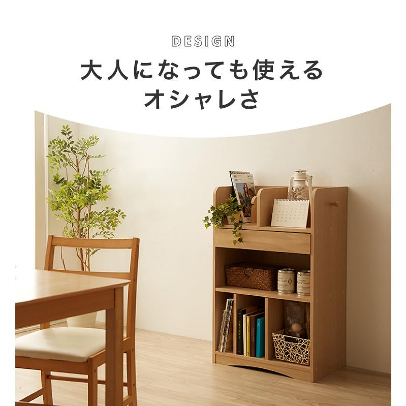 ランドセルラック 幅60cm キッズ収納 本棚 引き出し フック ランドセル 教科書 文房具 木製 入学 新学期 準備 小学校 1年生 学童 代引不可の画像