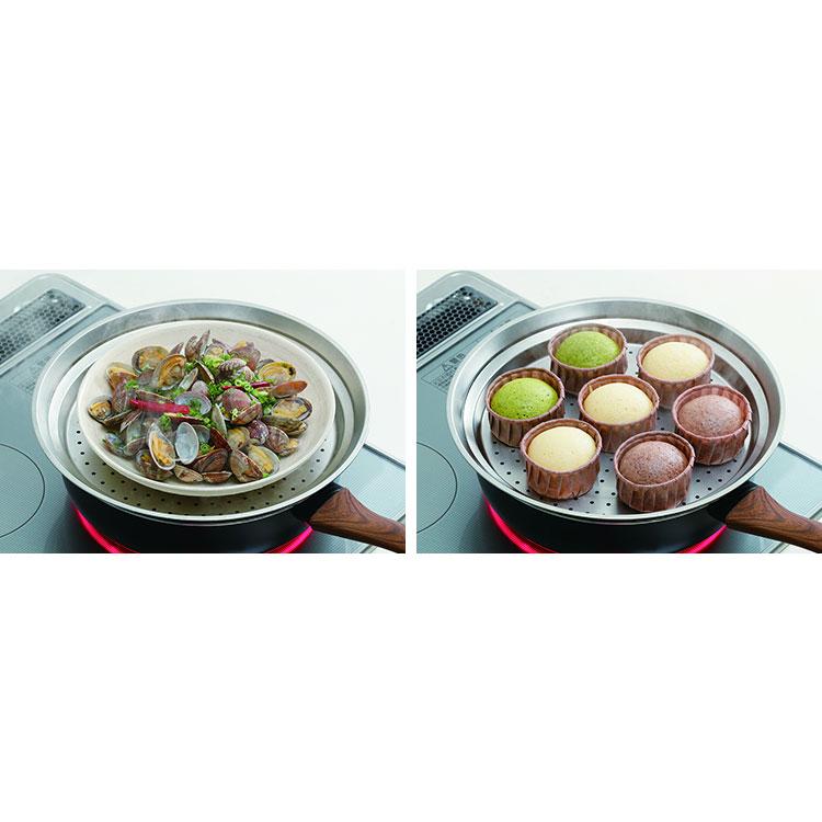 ステンレス調理器具 26cm/28cm*2 蒸し器 シルバー 蒸しプレート カクセー スチーマー フライパン