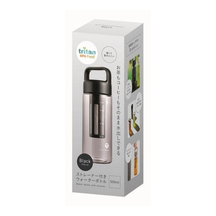 WB-05K ストレーナー付ウォーターボトル500ml ブラック 代引不可