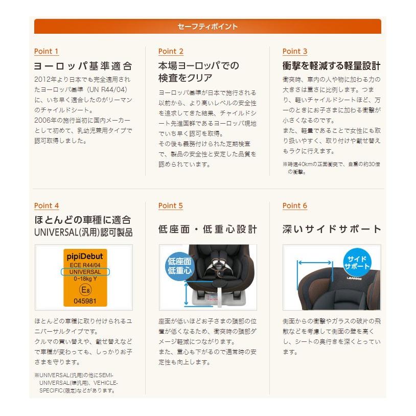 リーマン チャイルドシート CF403 ピピデビューフォルテ ノワールレッド シートベルト取付方式 