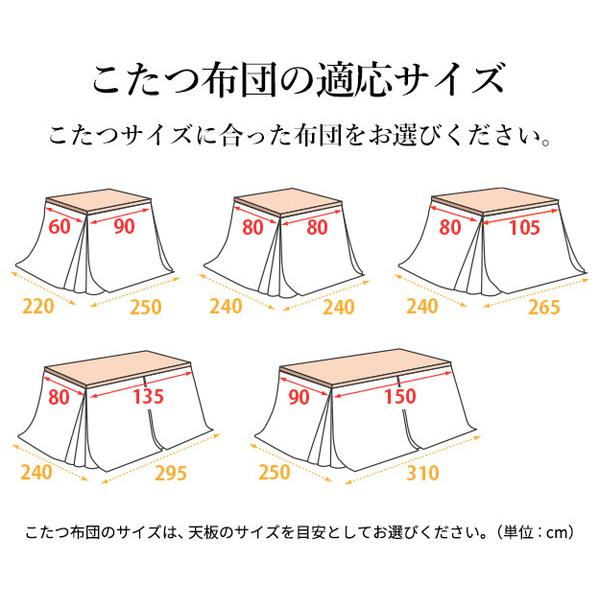 こたつ布団 リバーシブルコーデュロイダイニングこたつ布団 ロア 105×80cm こたつ用 265×240cm SAI 彩 長方形 省スペース こたつ布団単品 保温 代引不可の画像
