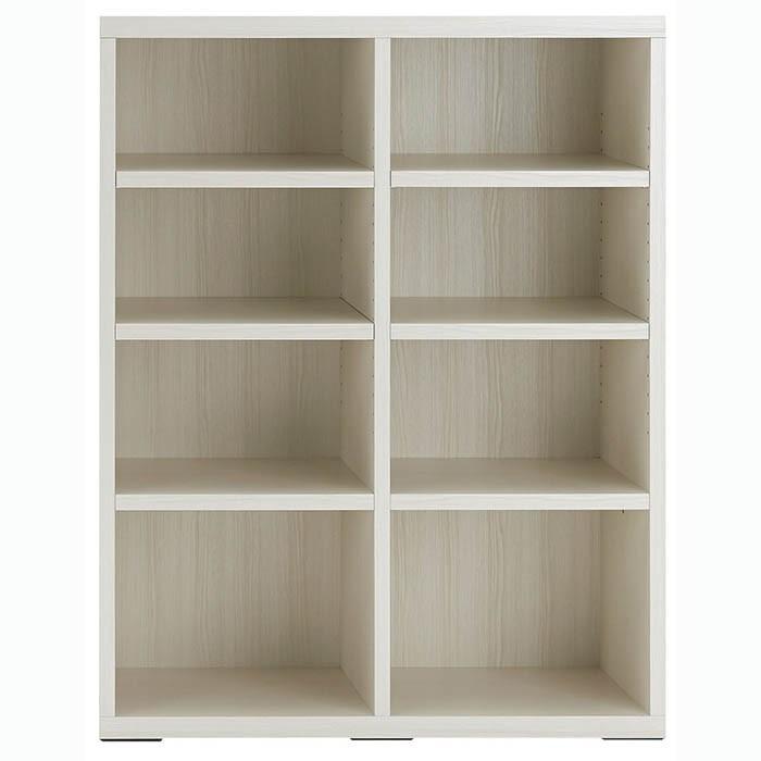 本州・四国は開梱設置無料 フナモコ リビングシェルフ 幅90×高さ113.8cm ホワイトウッド LFS-90 本棚 リビングシェルフ 壁面 収納 代引不可