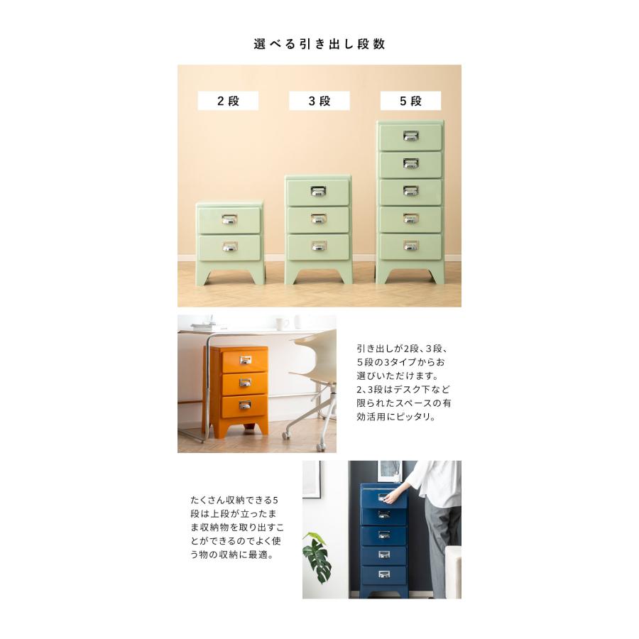 多段チェスト Cran クラン 3段 3段タイプ 収納 収納ボックス 収納棚 棚 スリム レトロ 可愛い カラバリ 角丸加工 収納力 引き出し ネームタグ 洋服 代引不可_10