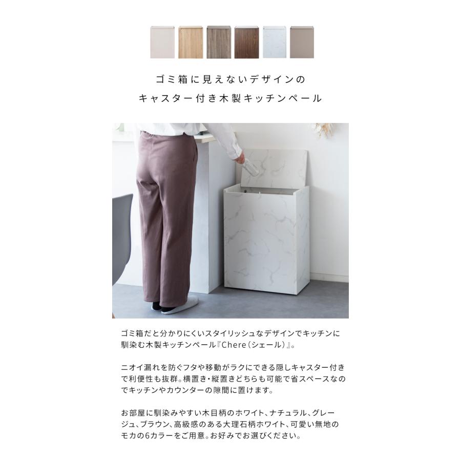 蓋つき ダストボックス Chere シェール 木目調 45L キッチンペール ごみ箱 ふた付き 縦型 ごみばこ 代引不可 | ブランド登録なし | 01