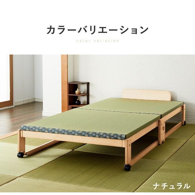 中居木工 日本製 折りたたみ 畳 ベッド ひのき ハイタイプ ワイド 