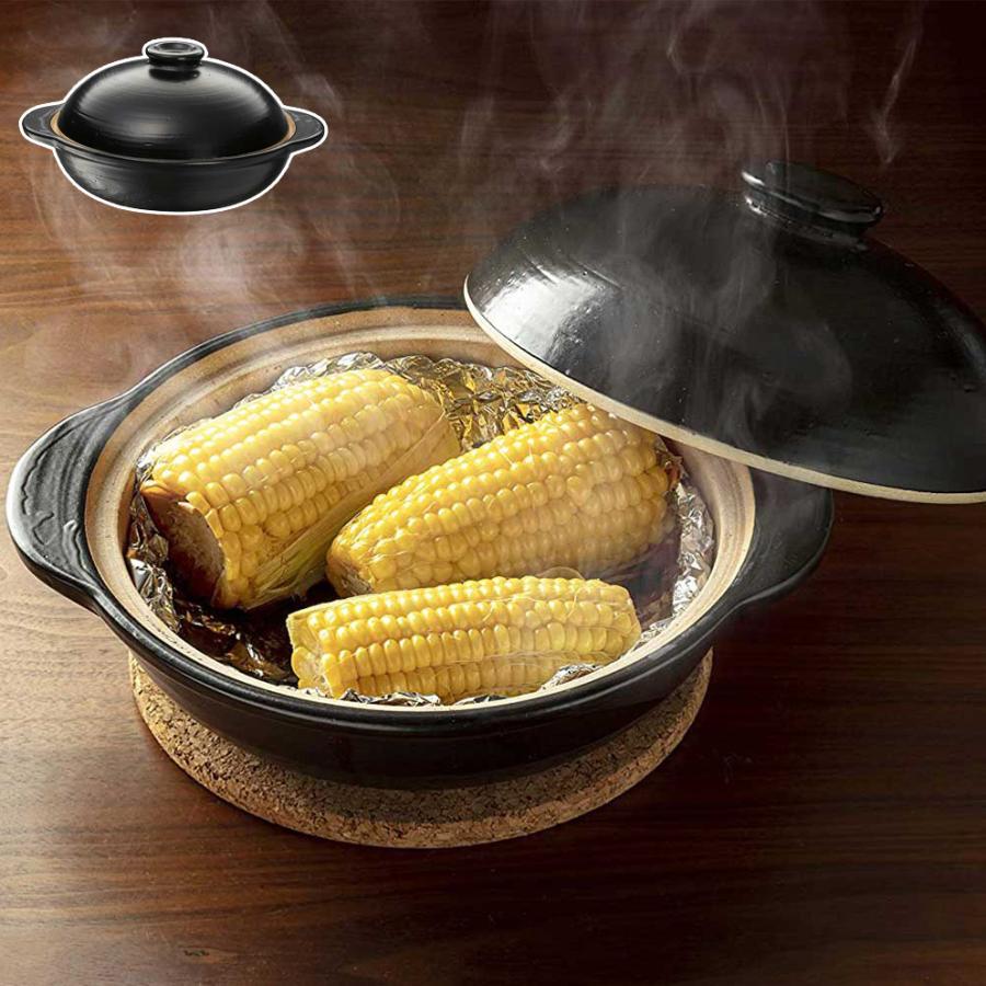 イシガキ産業 デリッシュ・ライフ 陶器 焼きいも鍋 21cm 4218 黒