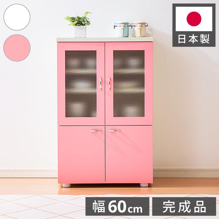 日本製 食器棚 【完成品】ロータイプ 稼働棚付き 幅60cm ガラス 日本製 食器棚 【完成品】ロータイプ 稼働棚付き 幅60cm ガラス