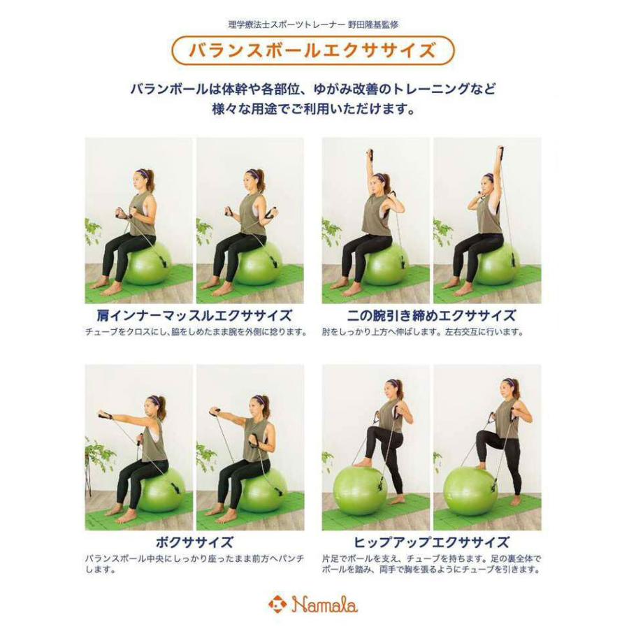 NAMALA ストラップ付き バランスボール 55cm ヨガ ストレッチ