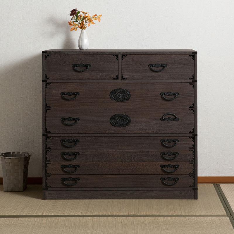日本製 大川家具 民芸 焼桐 箪笥7段 七段 タンス 桐たんす 箪笥 収納 衣類収納 収納タンス 和風 和モダン おしゃれ 和室 国産 代引不可