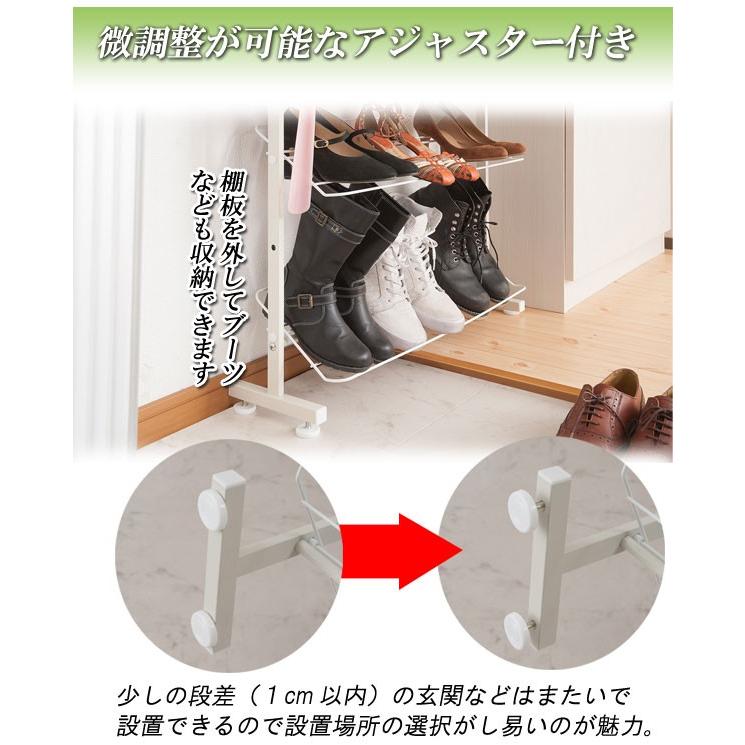 日本製 つっぱり 幅75 壁面 収納 シューズラック 国産 つっぱりラック シェルフ 大容量 スリム おしゃれ オープンラック 白 北欧 ワイド 代引不可_3