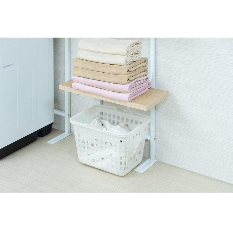 突っ張り壁面収納 無段階調整2枚棚オープンラック 幅59.5cm マリンナチュラル 壁面ラック 棚 つっぱり 薄型 収納 ディスプレイラック 店舗 新生活 代引不可_3