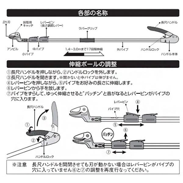 ムサシ 専用 鋸付き すご腕プッシュカット 3段式アンビル刃 No.531-9 軽量 伸縮 剪定はさみ 庭 はさみ ガーデニング用品 剪定 枝切 鋏 園芸 園芸用品 代引不可｜rcmdse｜12