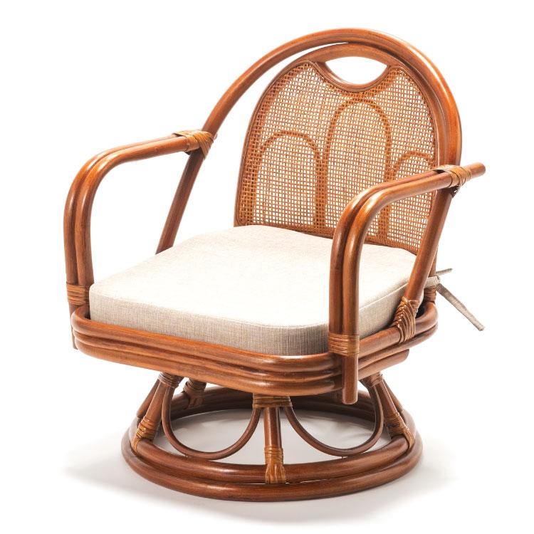 ビンテージ古家具◾️籐ラタン製 肘掛け付き 座椅子 ラタン家具 ナチュラル天然素材 ラタンチェア Lサイズ 皮付きラタン アジアン パーソナルチェア