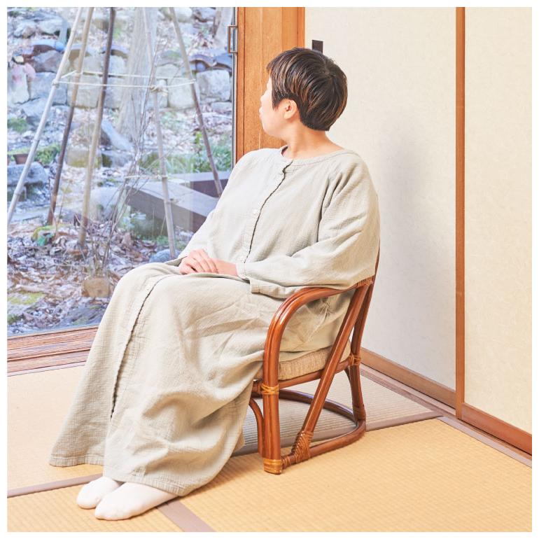 椅子 ラタン チェア 肘掛け付き 背もたれ付き ラタン座椅子ロー 籐
