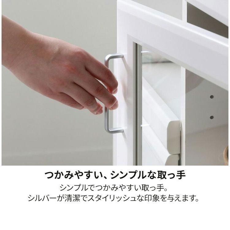 カウンターワゴン レンジ台 幅74cm 高さ85cm ホワイト 白 スライド棚 キャスター コンセント付 背面化粧有 シンプル キッチン収納 代引不可の画像