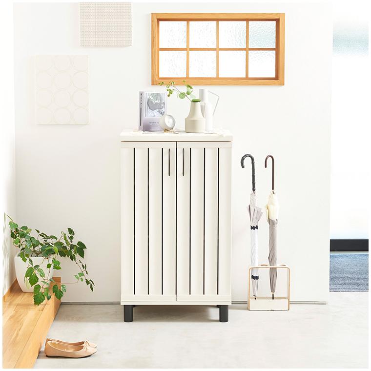 白井産業 下駄箱 シューズボックス 幅60cm 高さ103cm ホワイト 白木目