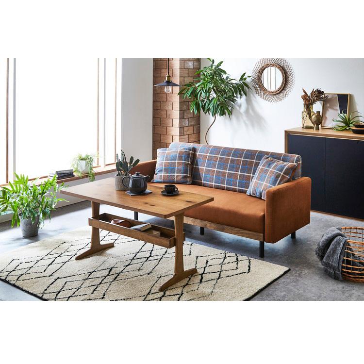 テーブル 幅110cm 木目調 ヴィンテージ 北欧 おしゃれ 収納 収納棚付き