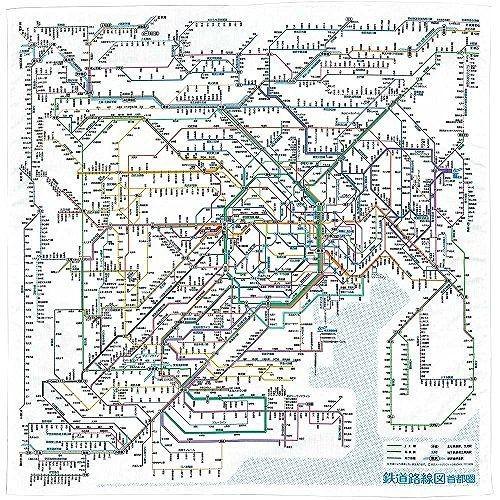 首都圏路線図ハンカチ：39×39㎝程：JR線・私鉄線・地下鉄線／レア・希少品 首都圏路線図ハンカチ：39×39㎝程：JR線・私鉄線・地下鉄線