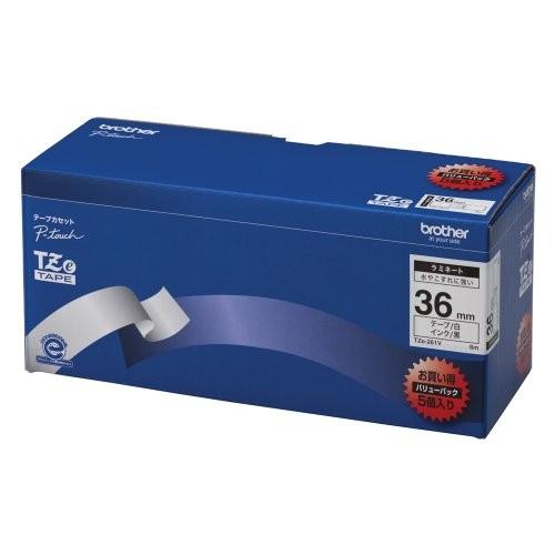 ブラザー工業 TZeテープ ラミネートテープ 白地/黒字 36mm 5本パック TZe-261V TZE-261V